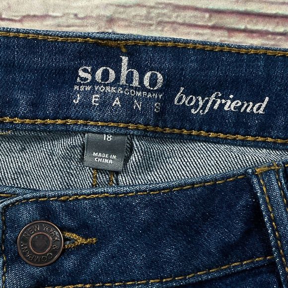 Soho Womens Jeans sz 18 Medium Wash Distressed Boyfriend x30"insm Cotton Stretch - Picture 4 of 10